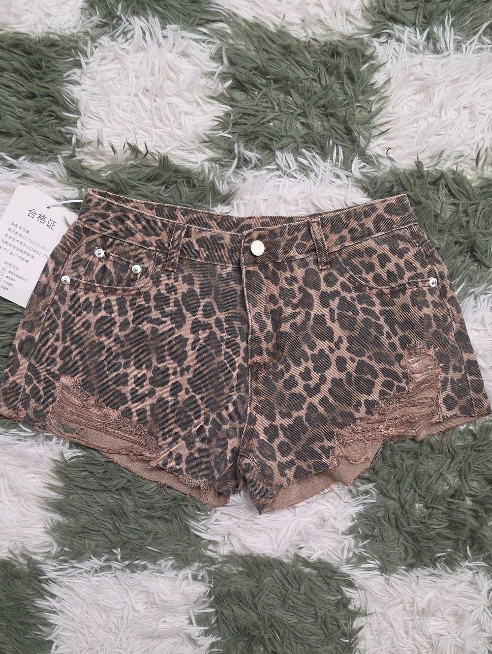 Shein Leopard Denim Shorts